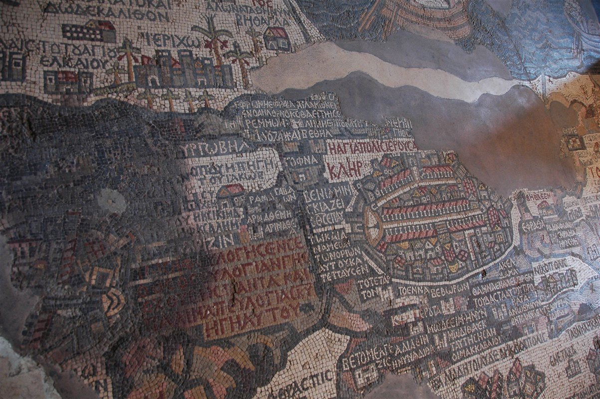 Jordania - mozaika z mapą Paletyny